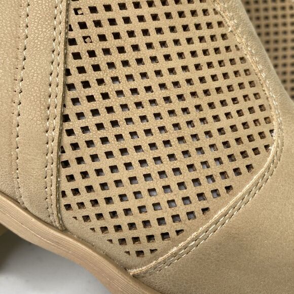 Mia Katrine Perforated Low Stack Heel Vegan Ankle Bootie Strap Buckle Size Zip - Picture 11 of 14